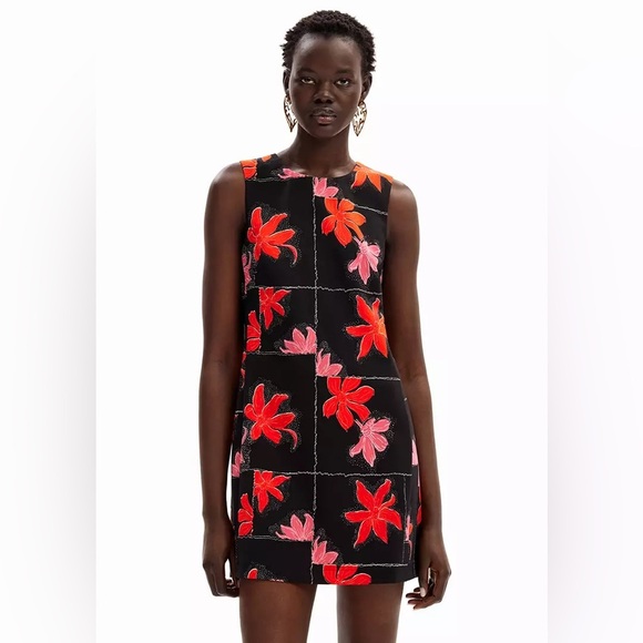 Desigual Mini Pinafore Sleeveless Dress Floral - Picture 3 of 13